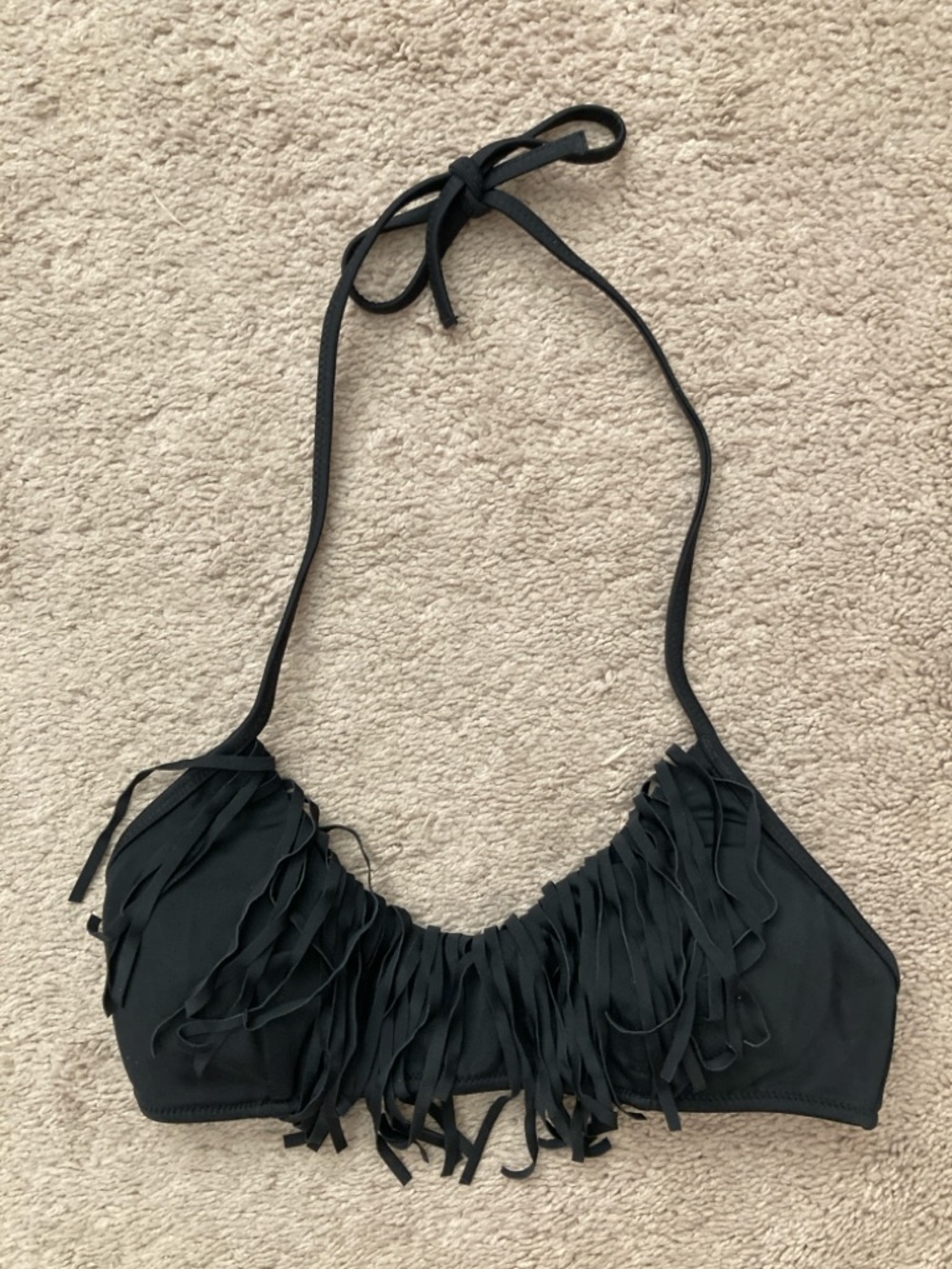 Victoria’s Secret black fringe bikini top size XS